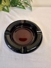 Vintage Amber Glass Ashtray     Mid-century Modern Smoky Round Design
