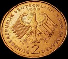 Rare 1989 West German 2 Deutsche Mark Error Coin - Double Struck