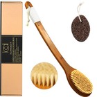 Natural Boar Bristle Bath Brush With Long Anti-slip Handle - Exfoliating Shower