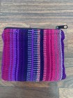 4 Worry Dolls On A Woven Textile Bag Coin Purse Pink Purple Cute Miniature Dolls