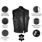 Soa Men s Motorcycle Club Leather Vest Concealed Carry Arms Solid Back