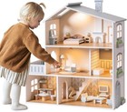 Doll House Wooden Dollhouse Playset With Miniature Furniture And Multiple Rooms