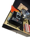 Vintage Kodak Brownie Hawkeye Flash Outfit Camera W  Box   1959 Film Box   Film