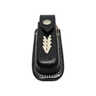 Black Leather Sheath For Folding Knife Belt Holster Made In Mexico 
