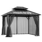 Gazebo Mosquito Netting Waterproof Insect Screen Easy Install Double Zippers