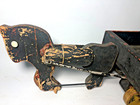 Antique Wooden Pull Toy Horse And Wagon With Clunker