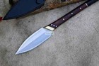Custom Handmade Carbon Steel Hunting Hellboy Spear Knife W wood Handle   Sheath