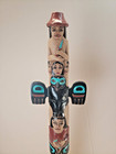 Vintage 24 1 2  Tlingit Nw Coast Indian Wood Multiple Figures Totem Pole Model