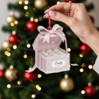 Personalized Macaron Box Ornament Custom Name Pink Dessert Gift