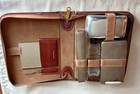 Vintage Leather Men s Grooming Kit  6 Pieces  Zippered  Very Good Condition