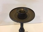 Rare Antique Brass Candlestick Holder W wooden Base  10  Tall  4 1 2  X 4 1 2 