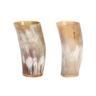Set Of 2 Cross Line Ceremonial 6  Viking Drinking Horn Glass For Ale Beer Wine  