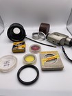 Vintage Camera Accessories - Lot Of Flash Bulbs  Filters  Lens   Other With Case