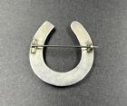 Antique Victorian Scottish Agate Horseshoe Brooch Silver Pin