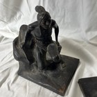 Vintage Bronzed Or Cast Metal Native American Warrior Book Ends