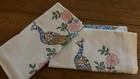 A Pair Of Vintage Hand-embroidered Peacock Pillowcases 