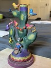 Vintage Mexican Folk Art Cactus Candle Holder  Signed Tomas B