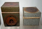 2 Tyrone Larson Slab Built Pottery Bullseye Decorative Box - Mcm - Asheville Nc