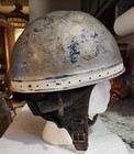 Vintage 1940 s-50 s Aluminum Leather Geno Paris Half Helmet Scooter Motorcycle 