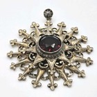 Vintage 935 Jerusalem Starburst Cross Pendant Glass Stone  Devotional Souvenir 
