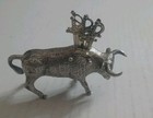 Vintage Sterling Silver Mexican Bullfighting Bull Toothpick Holder With 6 Picks