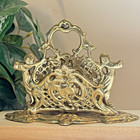 Vintage Ornate Brass Filigree Letter Napkin Holder With Cherubs  Two Sides