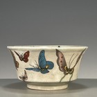 Late Qing And Republic Of China Folk Kiln Pink Butterfly Bowl