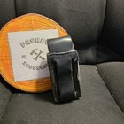 Plain Black Leather Oc Spray Pouch Holder W  Nickel Snap For Duty Belt