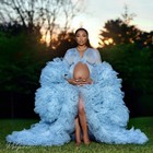 Puffy Tulle Bath Robe Maternity Dress For Photoshoot Long Sheer Bridal Baby Show