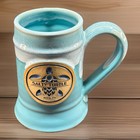 Salty Turtle Beer Co  Grey Fox Pottery Mug Stein Surf City Nc Teal Drip