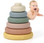 6pcs Baby Blocks Stack Rings Stacker Early Educational Teething   Squeezing Toys