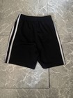 Adidas Boy Kids Black white 3-stripes Athletic Shorts 7  Inseam Drawstring