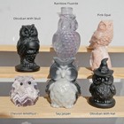 Natural Crystal Owl Carving Figurine Healing Gems Animal Statue Home Decor Gift