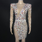 New Celebrate Stones Dresses Women Stage Performance Sexy Transparent Costumes
