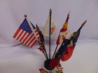  6  Vintage Miniature Texas Flags With Holder Sesquicentennial 6  X 4  10  Poles