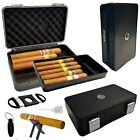 Cigar Case Travel Humidor Double Layer 10 Cigars Cutter Hygrometer