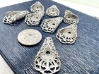 8 Pcs Silver Tone Vintage Filigree Stamping Curled Dangles Jewelry Findings Lot