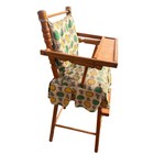 Vintage 1940s Cass Toys Wood 28  Doll High Chair Maple Wood Upholstered Rare