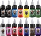 Professional Tattoo Ink Pigment Kit - 14 Dynamic Shades In 1 2 Oz Bottles