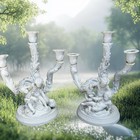 Pair 1950   s Serves Style Porcelain Bisque Candelabras Cherubs Angels See Photos