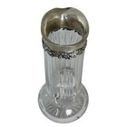 Antique 10   Cut Glass Water Pitcher Jug With Sterling Oak Leaf Cluster