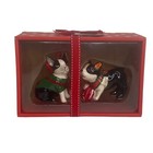 Set Of 2 Boston Terrier Ornaments Figures Blue Sky Ceramics Heather Goldminc Dog