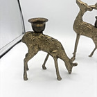 Vintage Pair 2 Brass Deer Candle Holder Candlestick Buck Doe Reindeer