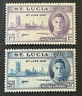 Travelstamps  1946 St  Lucia Stamps Scott  127-128 - Kgvi  Peace Set - Mint Mogh