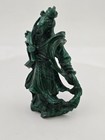 200g Carved Malachite Statue Chipped Asian Person Figure Green Stripe Stone