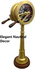 Vintage Style Solid Brass Engine Order Telegraph W  Wood Base Maritime