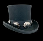Black 100  Wool Felt Top Hat Concho Band Victorian Costume Slash Mad Hatter Usa 