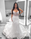 Lace Mermaid Wedding Dresses Sweetheart Beach Sleeveless Sweep Train Bridal Gown