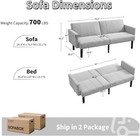 Soft Linen Sofa Bed Convertible Futon Sofa 75 5  3-seater Sleeper Couch Lounge