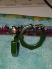 1930-1940 Green Art Deco Bakelite Geometric Clip-on Earrings Vintage